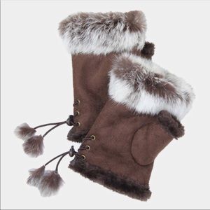 Nadia Rima Chocolate Faux Fur Fingerless Gloves
